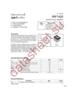 IRF7420 datasheet  